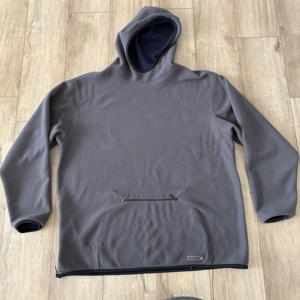Eddie Bauer Gray Blue Pullover Hoodie Men's XL Kangaroo Pocket Reversible Zip - Picture 8 of 9